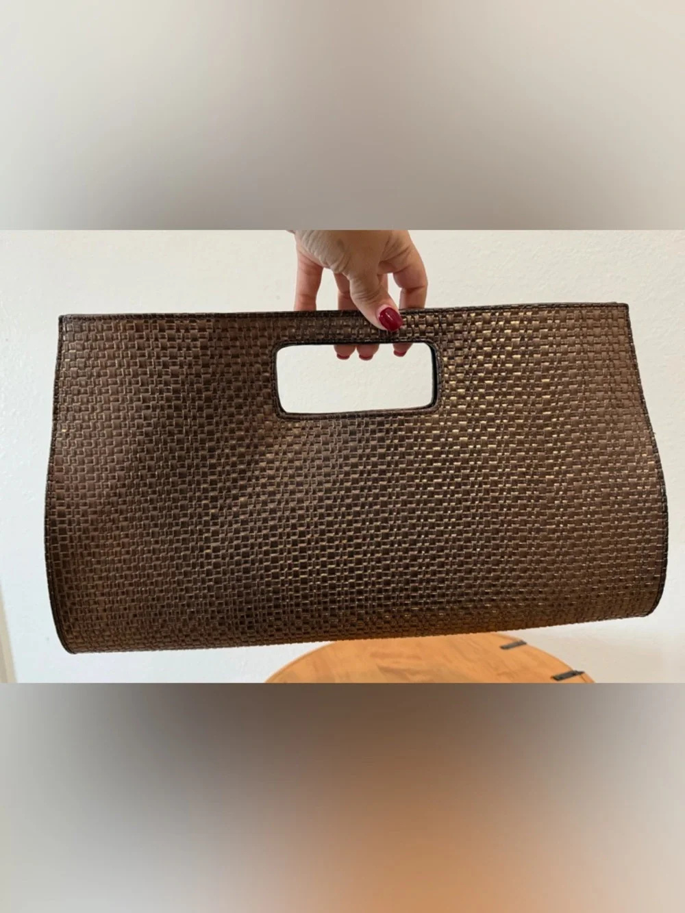 Woven Brown Clutch Handbag